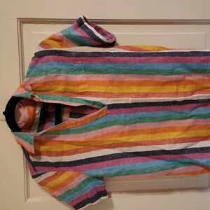 Multi-colored JCrew Linen Polo Shirt